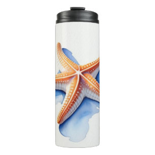 Starfish and Blue Silhouette Thermal Tumbler
