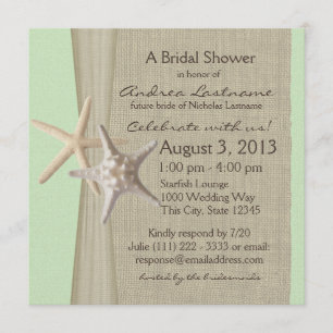 Starfish and Burlap Look Bridal Shower Invitation