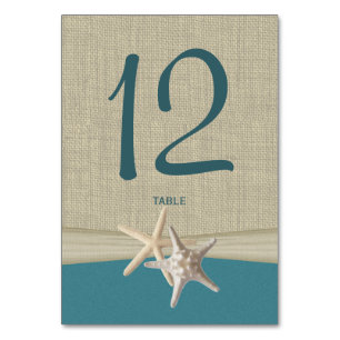 Starfish and Burlap Table Number Card