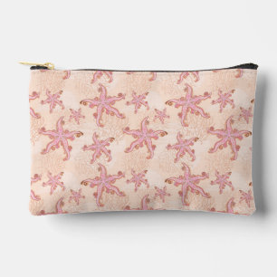 Starfish and Coral Pink Pastel Pattern Accessory Pouch