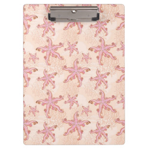 Starfish and Coral Pink Pastel Pattern Clipboard