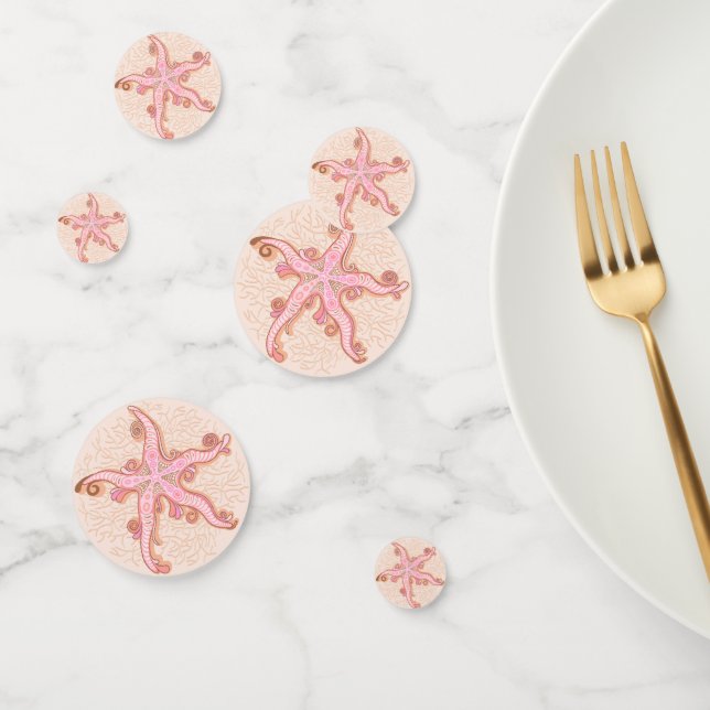 Starfish and Coral Pink Pastel Pattern Confetti (Group)