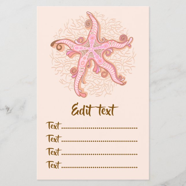 Starfish and Coral Pink Pastel Pattern Flyer (Front)