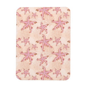 Starfish and Coral Pink Pastel Pattern Magnet