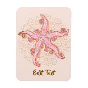 Starfish and Coral Pink Pastel Pattern Magnet