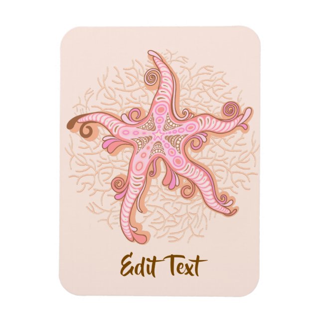 Starfish and Coral Pink Pastel Pattern Magnet (Vertical)