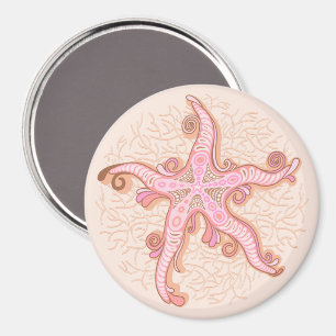 Starfish and Coral Pink Pastel Pattern Magnet