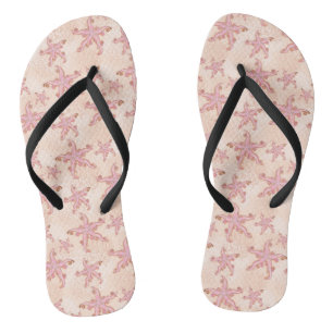 Starfish and Coral Pink Pastel Pattern Thongs