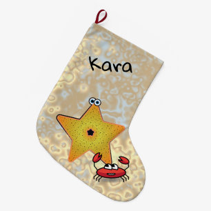 Starfish and Crab Large Christmas Stocking