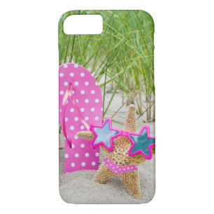 starfish and flip-flops in sand iPhone 8/7 case