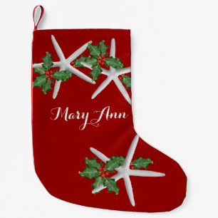 Starfish and Holly Tropical Christmas Stocking