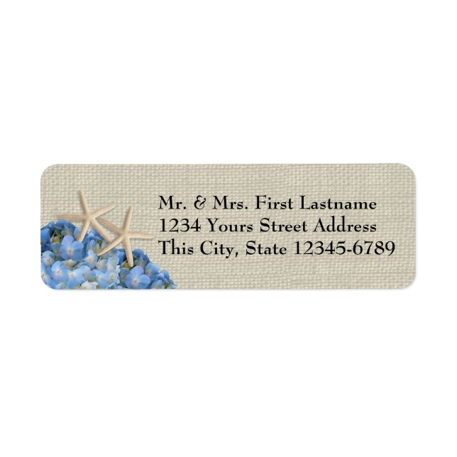 Starfish and Hydrangeas Return Address Label (Front)