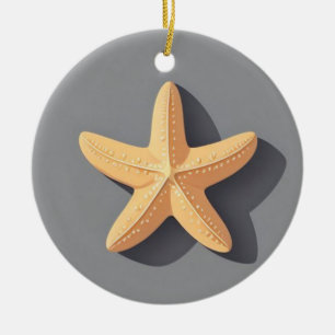 Starfish and Its Shadow Ceramic Ornament