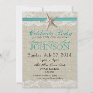 Starfish and Lace Baby Shower Invitation