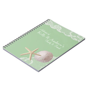 Starfish and Lace Beach Green Notebook