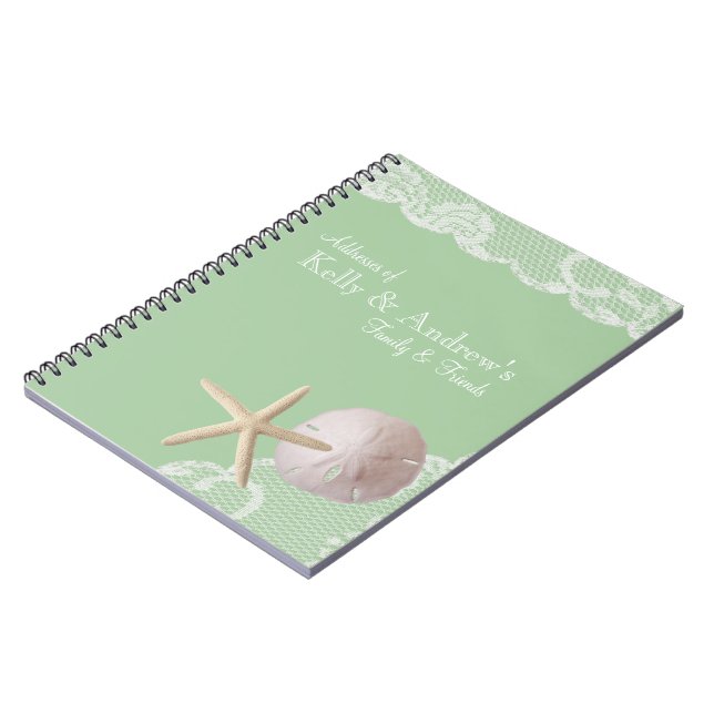 Starfish and Lace Beach Green Notebook (Left Side)