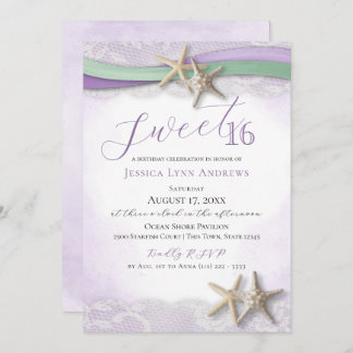 Starfish and Lace Sweet 16 Invitation