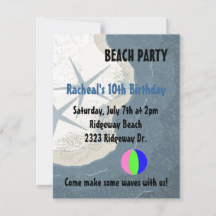 Starfish and Ocean Beach Birthday Invitation