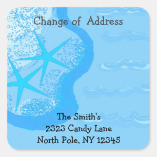 Starfish and Ocean Change of Address Square Sticker