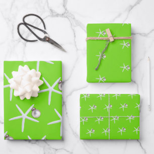 Starfish and Ornament Beach Christmas Patterned Wrapping Paper Sheet