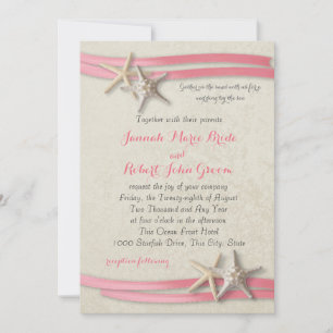 Starfish and Pink Ribbon Invitation