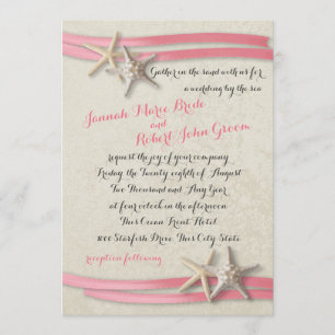 Starfish and Pink Ribbon Invitation