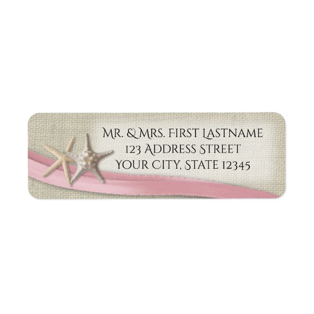 Starfish and Pink Ribbon Return Address Label (Front)
