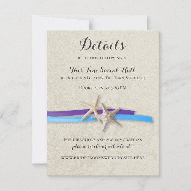 Starfish and Purple Blue Ribbon Reception card (Front)