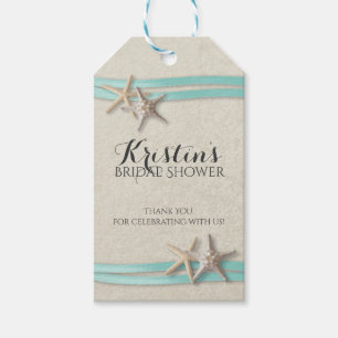 Starfish and Ribbon Beach Bridal Shower Gift Tags