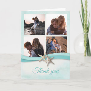 Starfish and Ribbon Beach Thank You with Photos Card