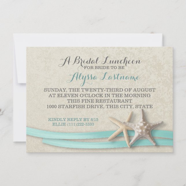 Starfish and Ribbon Bridal Luncheon Invitation (Front)