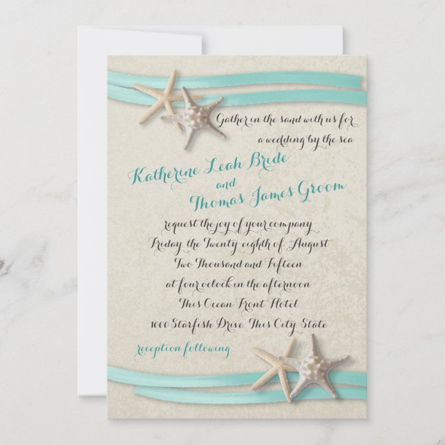 Starfish and Ribbon Invitation (Front)