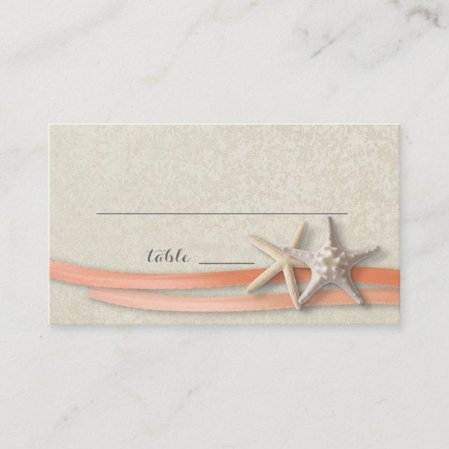 Starfish and Ribbon Place card Coral (Front)