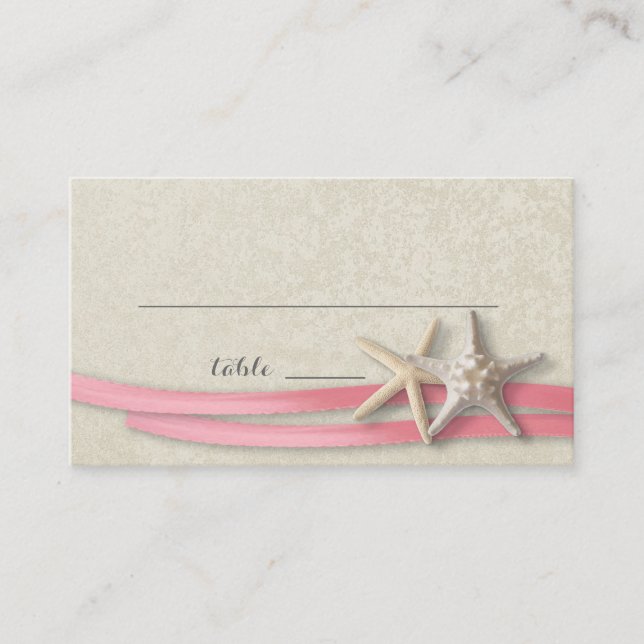 Starfish and Ribbon Place card Pink (Front)
