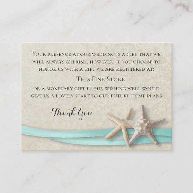 Starfish and Ribbon Wishing Well Enclosure Card (Front)