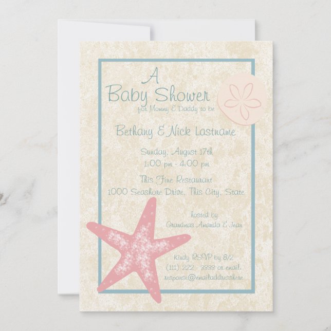 Starfish and Sand Dollar Baby Shower Invitation (Front)