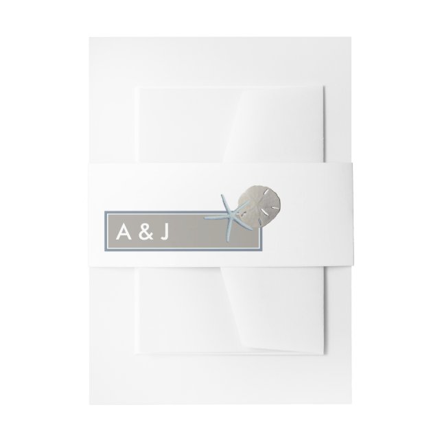 Starfish and Sand Dollar - Beach Wedding Invitation Belly Band (Front Example)