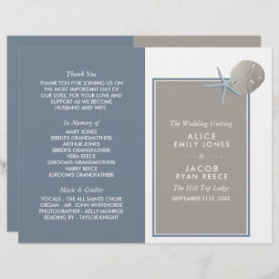 Starfish and Sand Dollar - Beach Wedding Programme