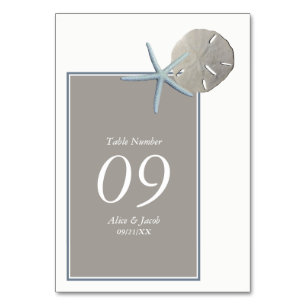 Starfish and Sand Dollar - Beach Wedding Table Number