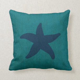 Starfish and Sand Dollar Ocean Green Blue Cushion