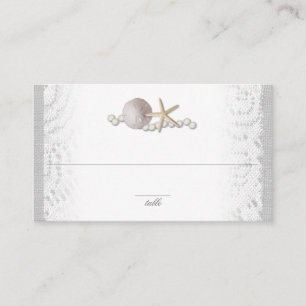 Starfish and Sand Dollar Pearls and Lace Place Card