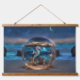 Starfish and Seahorse Surreal Beach Ocean Hanging Tapestry