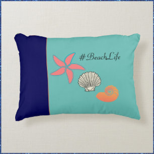 Starfish and Seashell Ocean Beach Life Decorative Cushion