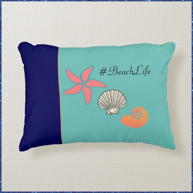 Starfish and Seashell Ocean Beach Life Decorative Cushion (Creator Uploaded)