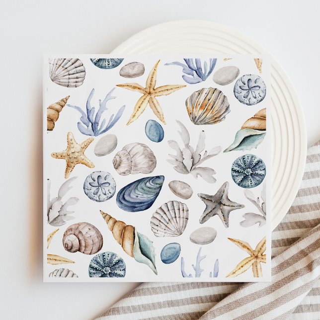 Starfish And Seashell Pattern Napkin (Creator Uploaded)