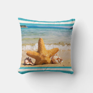 Starfish and Seashells on the Beach Cushion