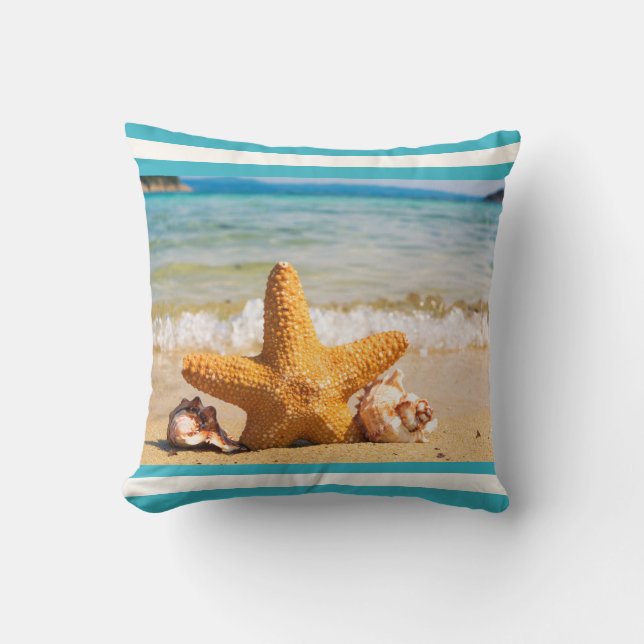 Starfish and Seashells on the Beach Cushion (Front)