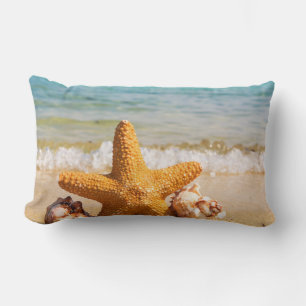 Starfish and Seashells on the Beach Lumbar Cushion