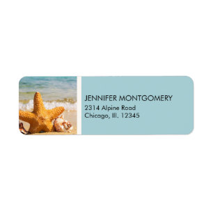 Starfish and Seashells on the Beach Return Address Label