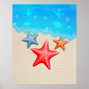 Starfish And Seashells Poster